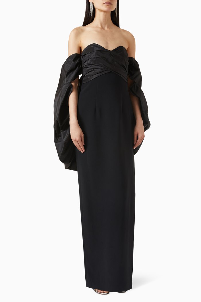 

Cocoon Hood Maxi Dress in Viscose Blend, Black