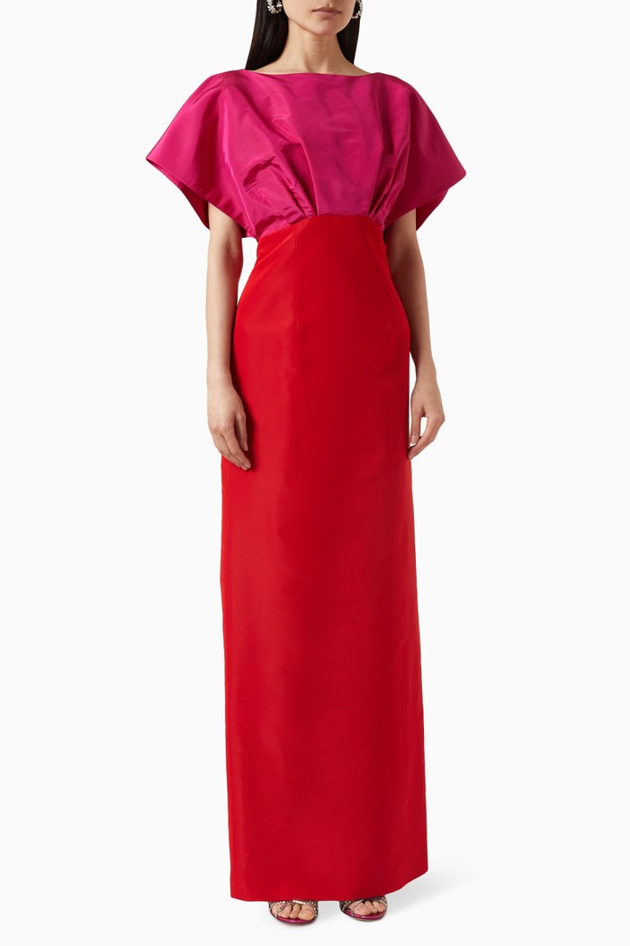 

Colour-block Column Gown in Silk-faille, Pink