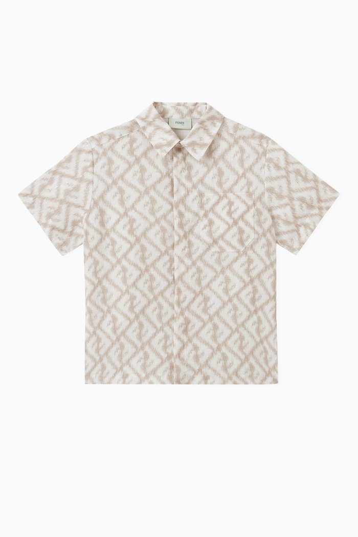 

Logo-print Shirt in Linen, Neutral