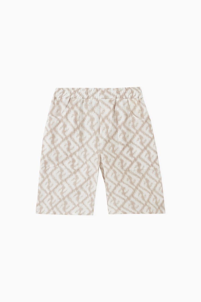 

Logo-print Shorts in Linen, Neutral
