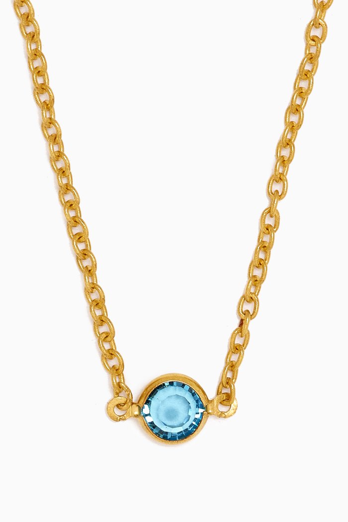 

1970s Faux Light Sapphire Swarovski Crystal Necklace, Gold