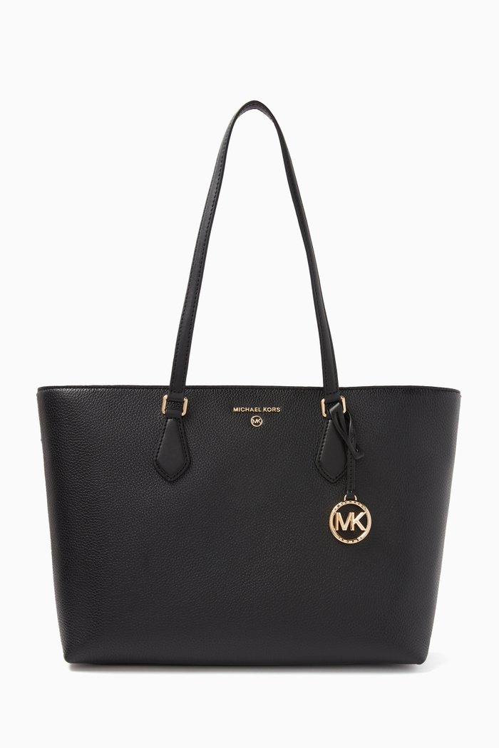 

Large Valerie Tote Bag in Pebbled Leather, Black