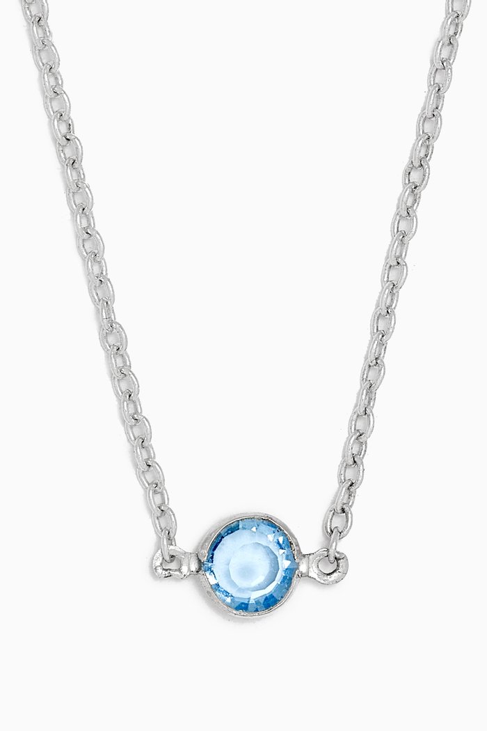 

1970s Faux Light Sapphire Swarovski Crystal Necklace in Sterling Silver