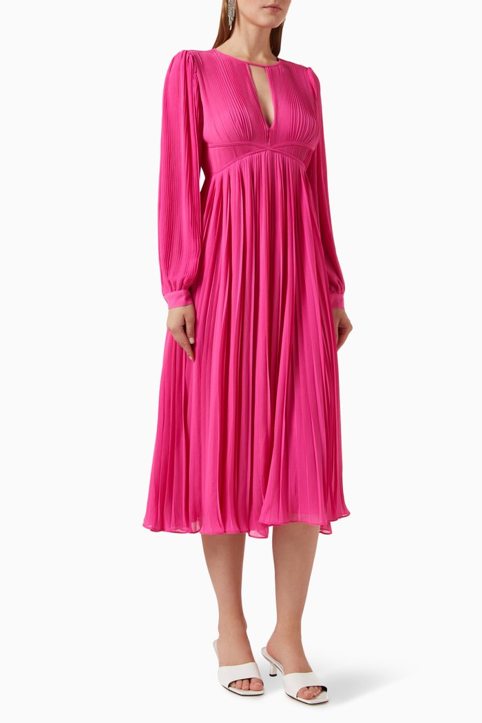 

Pleated Midi Dress in Nylon, Pink