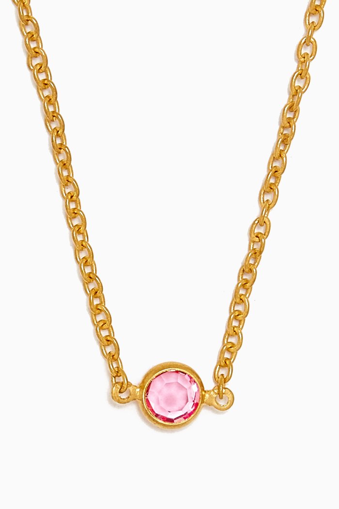 

1970s Faux Rose Swarovski Crystal Necklace, Gold