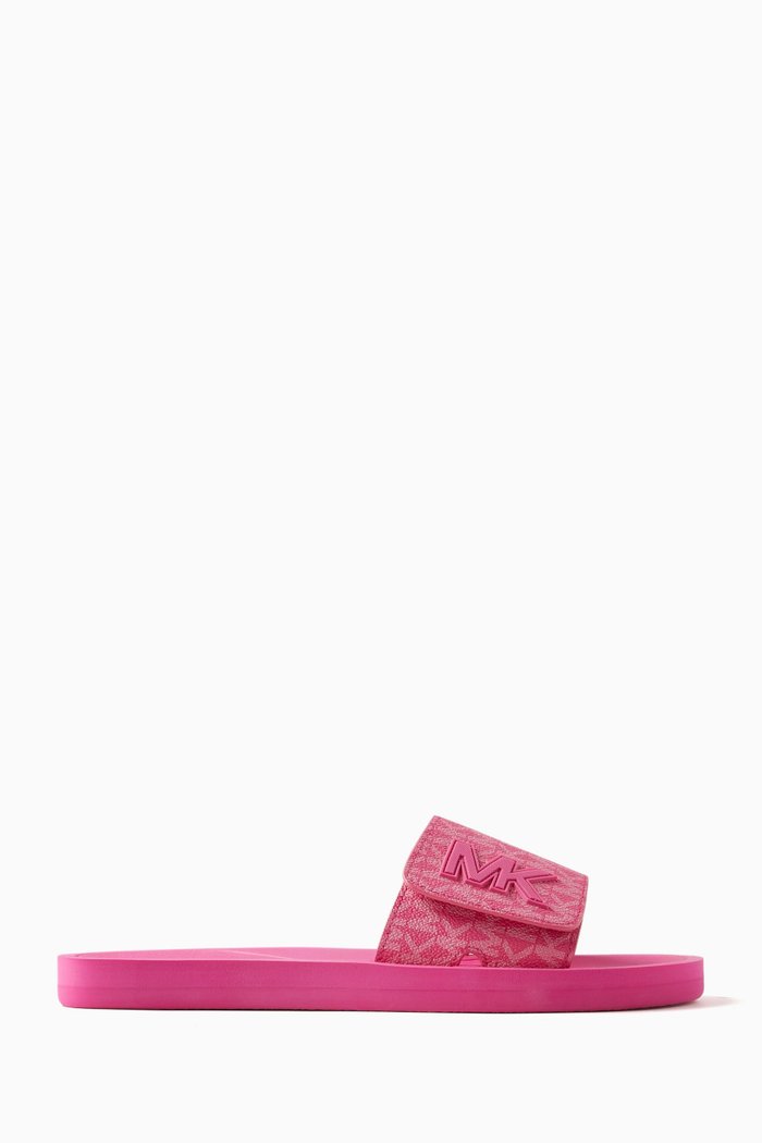 

Logo Slip-on Flat Slides in Rubber, Pink