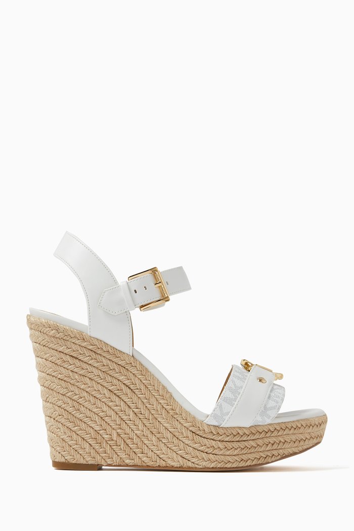 

Rory 110 Buckled Wedge Sandals in Calf leather, White