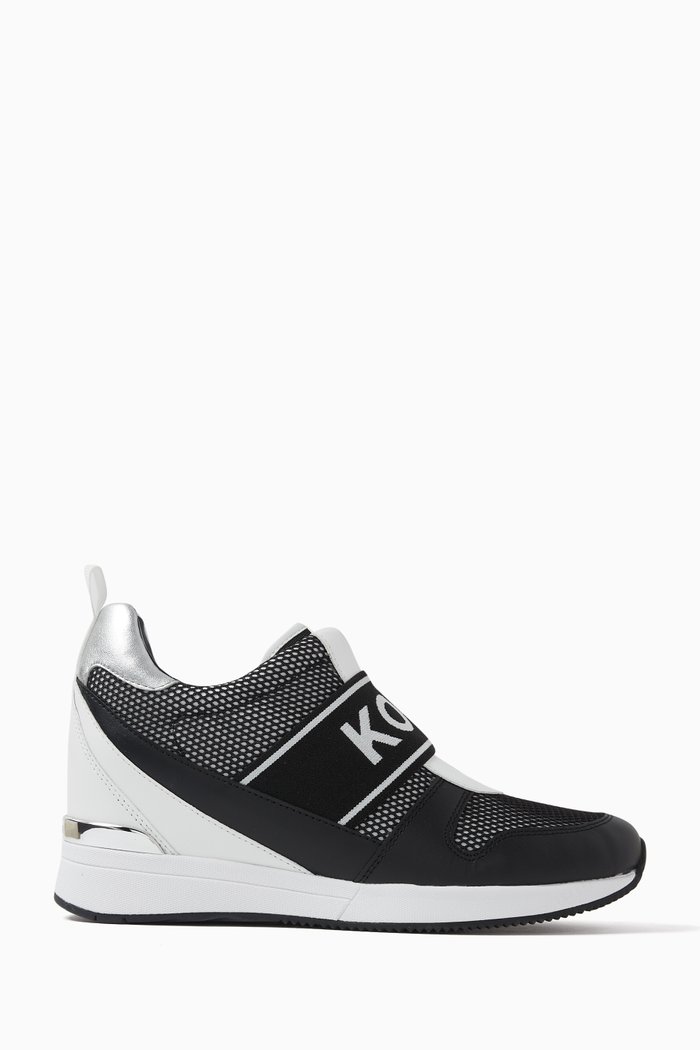 

Maven Slip-on Wedge Sneakers in Leather & Mesh, Black
