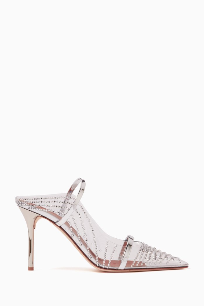 

Maureen 85 Mules in Embellished PVC, Silver