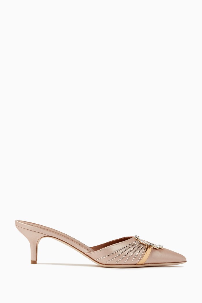 

Missy 45 Crystal Mule Sandals in Satin, Neutral