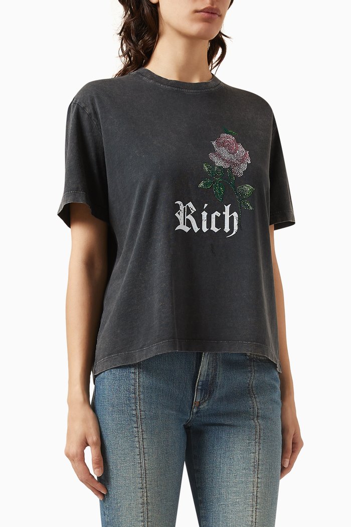 

"Lets Kiss" Crystal Rose T-shirt in Jersey, Grey
