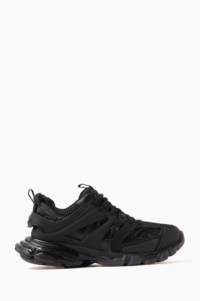 

Track Clear Sole Sneakers in Mesh & Faux Leather, Black
