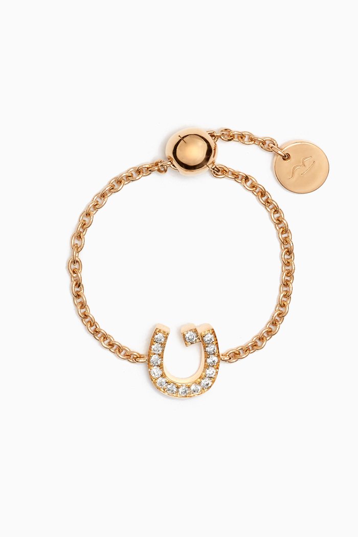 

Initial Adjustable Chain Ring - Letter "N" in 18kt Gold, Yellow