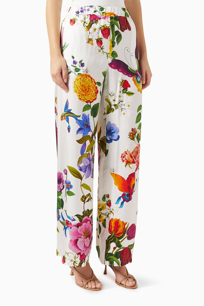 

Neo Floral-print Pants in Silk, Multicolour