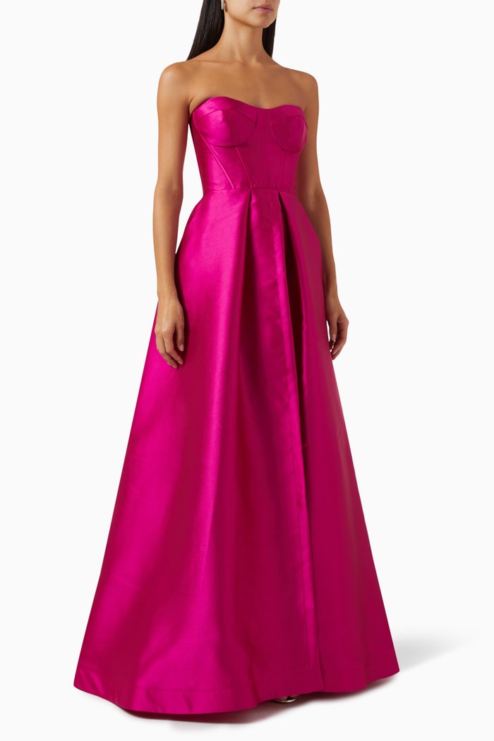

Corset Top Gown in Satin, Pink