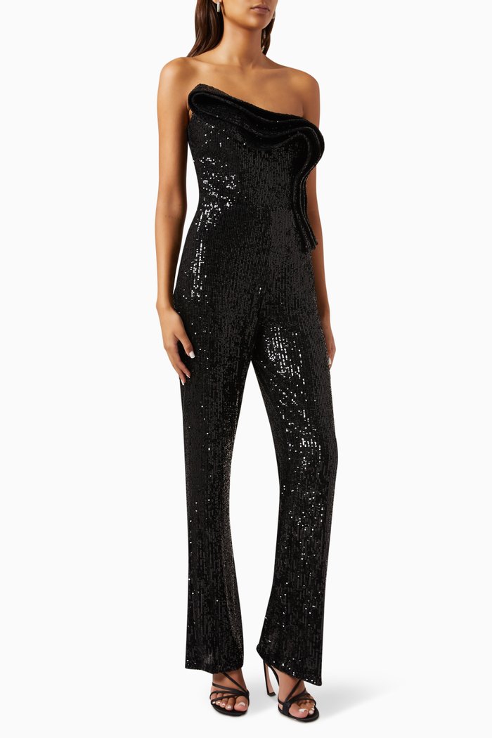 

Strapless Sequin Jumpsuit, Black