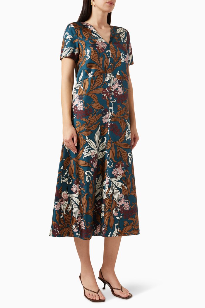 

Paola Printed Midi Dress in Silk, Multicolour