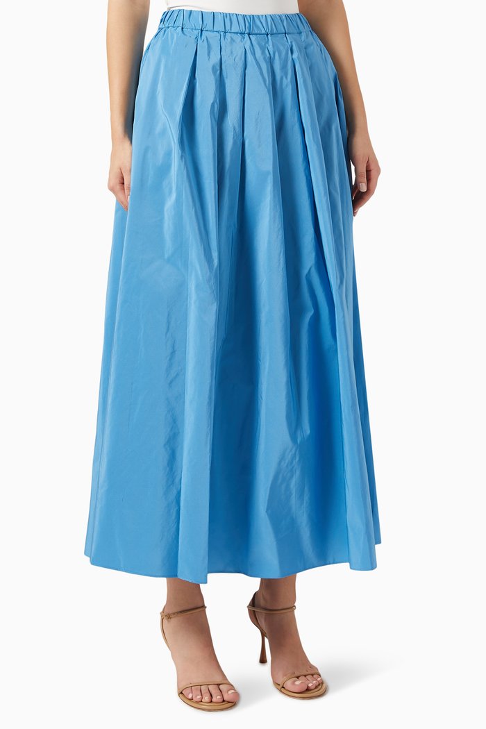 

Narsete Midi Skirt in Cotton-blend Taffeta, Blue
