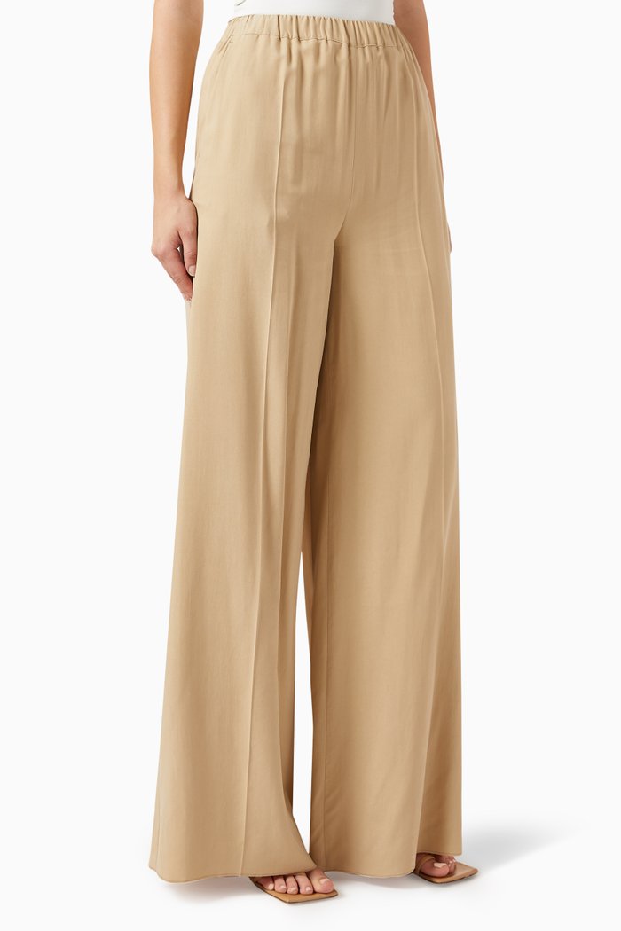 

Gara Wide-leg Pants in Silk, Neutral