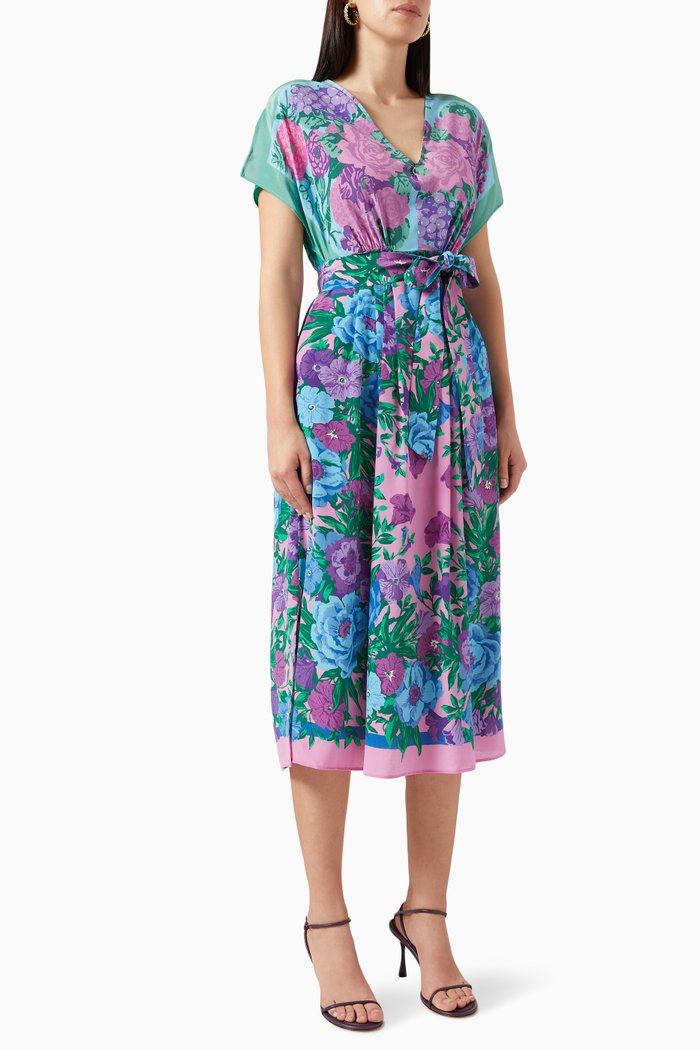 

Canosa Printed Midi Dress in Silk, Green