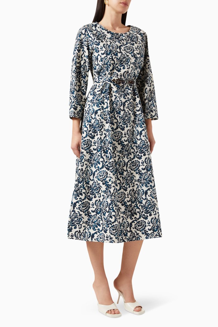 

Betty Midi Dress in Cotton-poplin, Blue