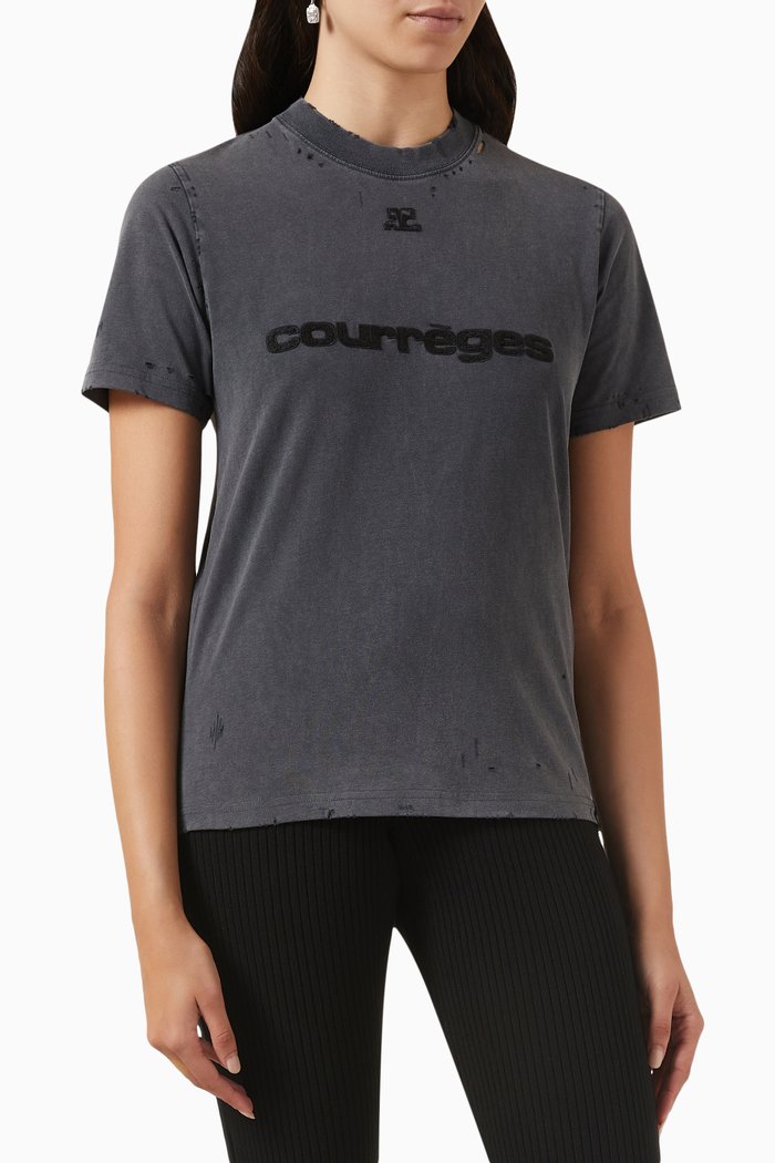 

Distressed Dry T-shirt in Jersey, Grey