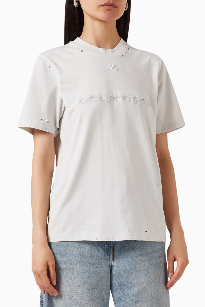 

Distressed Dry T-shirt in Jersey, White