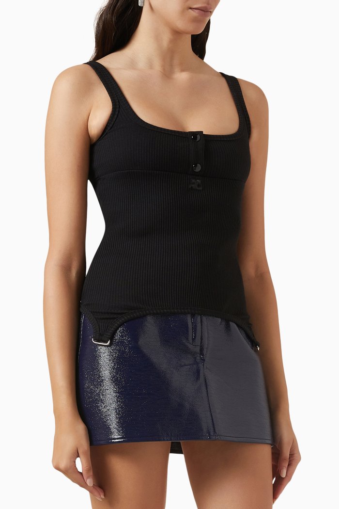 

Suspenders 90's Tank Top in Rib-knit, Black