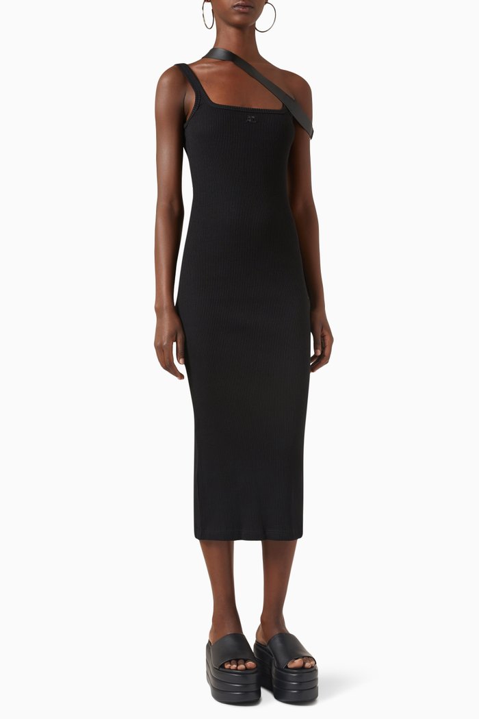 

Strap Bias 90's Dress in Rib-knit, Black
