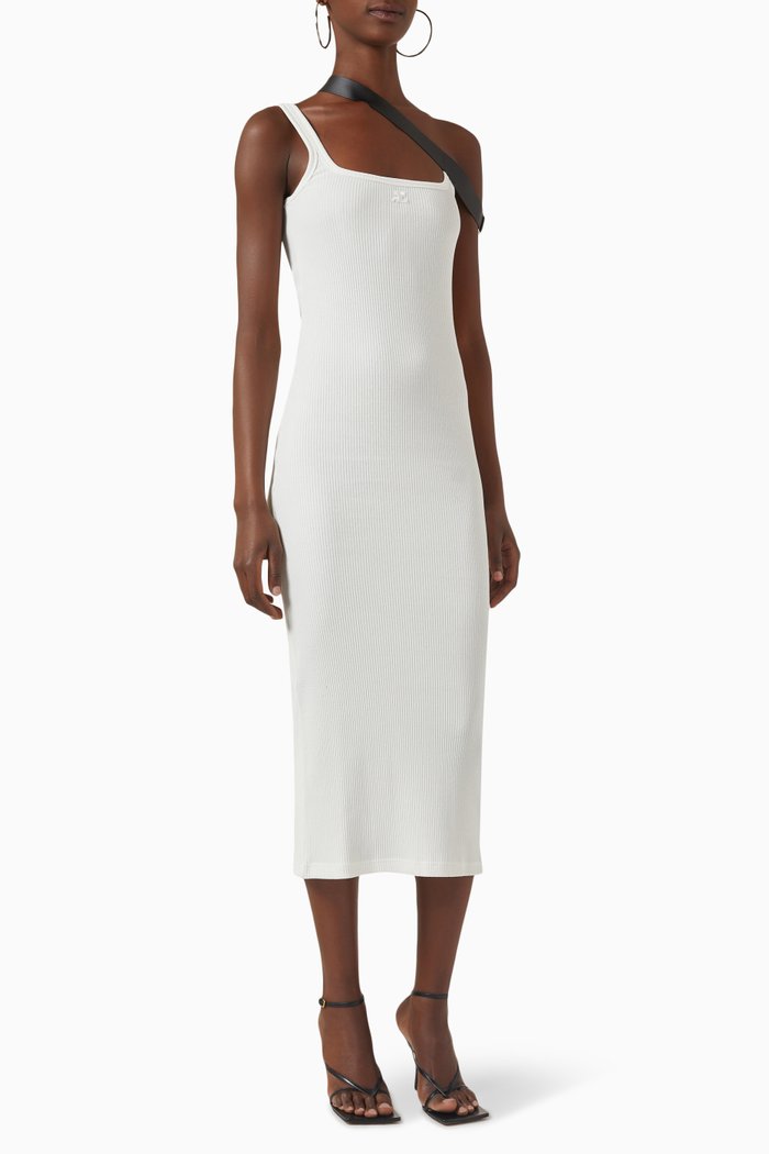 

Strap Bias 90s Dress in Rib-knit, White