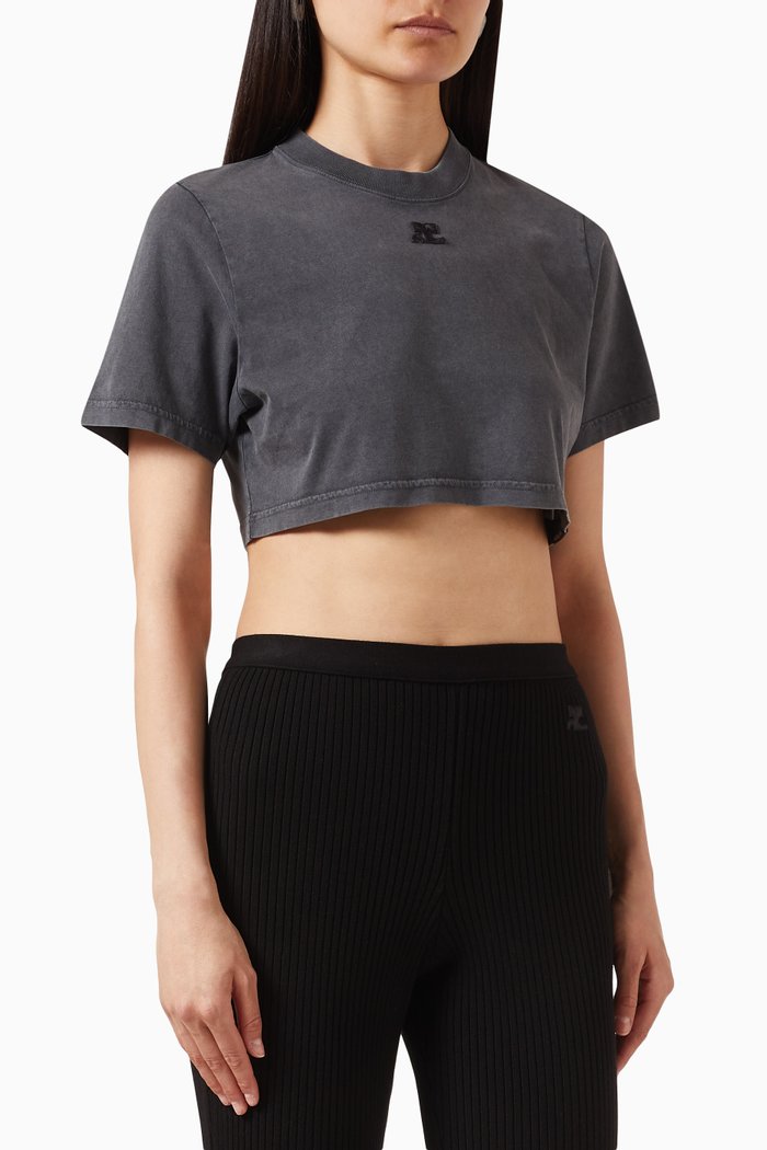 

Logo Crop Top in Cotton-jersey, Grey