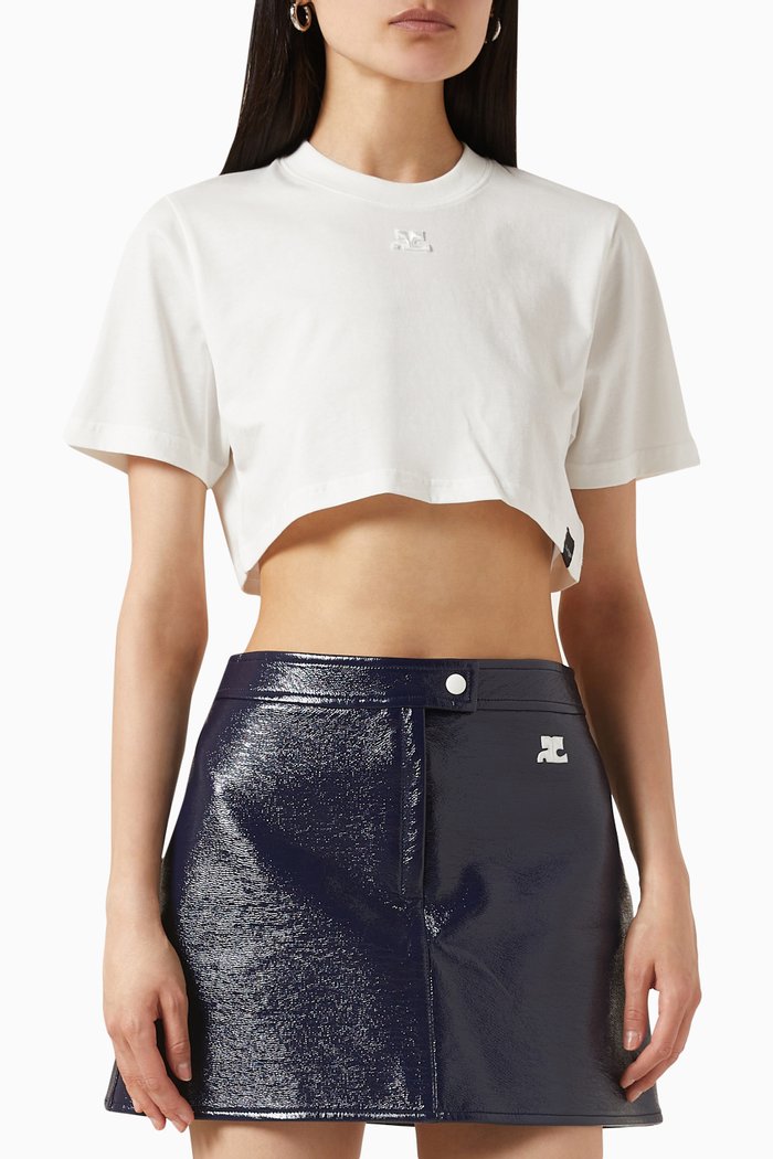 

Logo Crop Top in Cotton-jersey, White