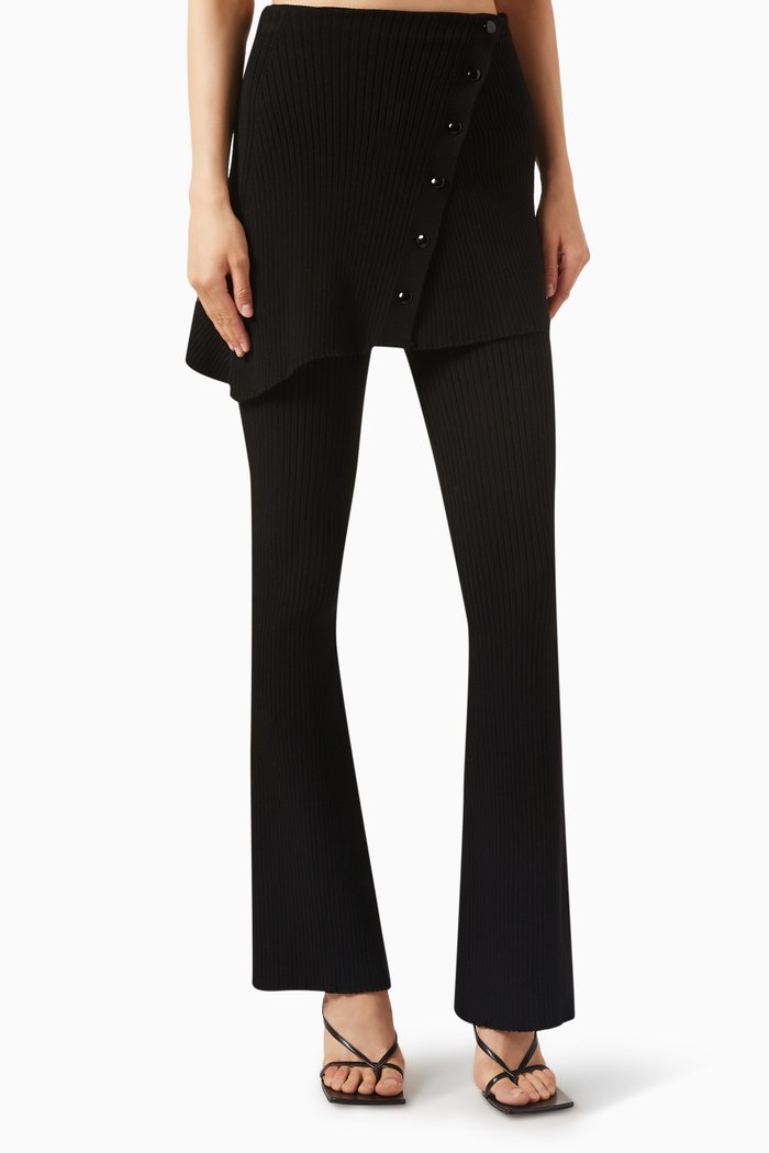 

Over-skirt Pants in Rib-knit, Black