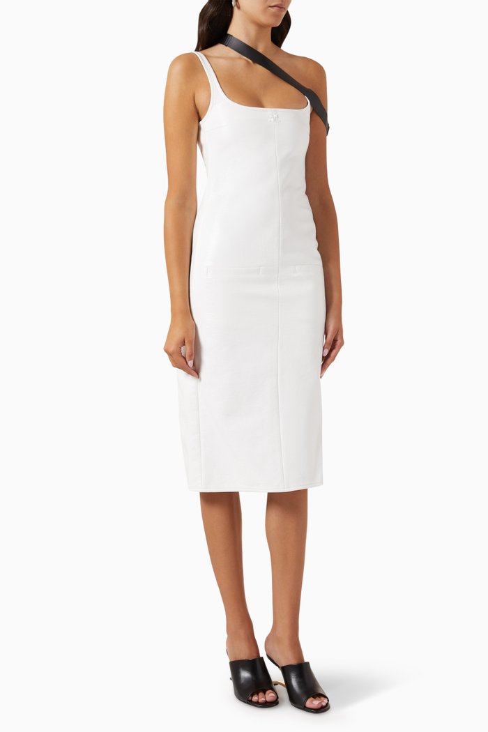 

Long Strap Vinyl Dress in Cotton, White