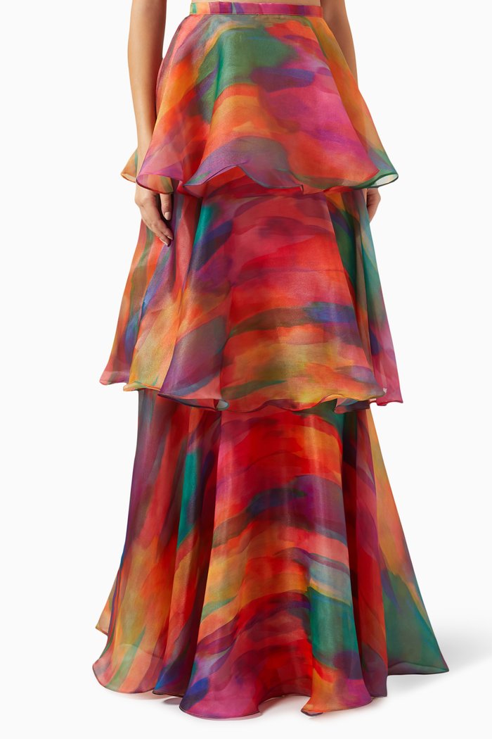 

Faari High-waist Printed Maxi Skirt, Red