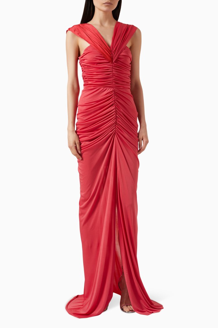 

Tiara Ruched Maxi Dress, Pink