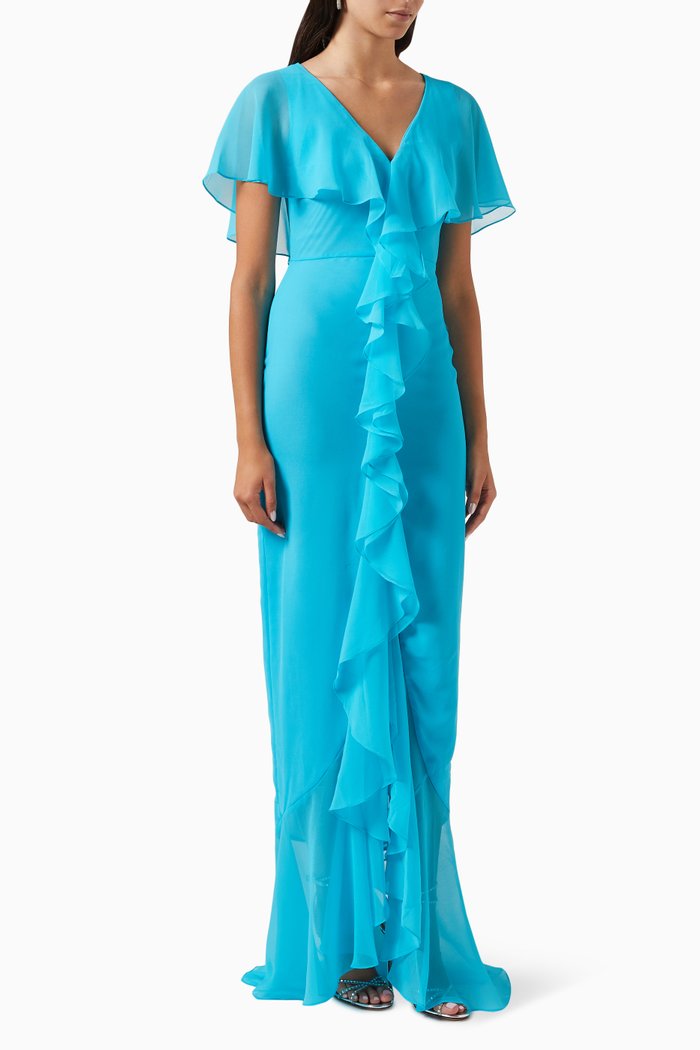 

Isioma Ruffled Maxi Dress, Blue