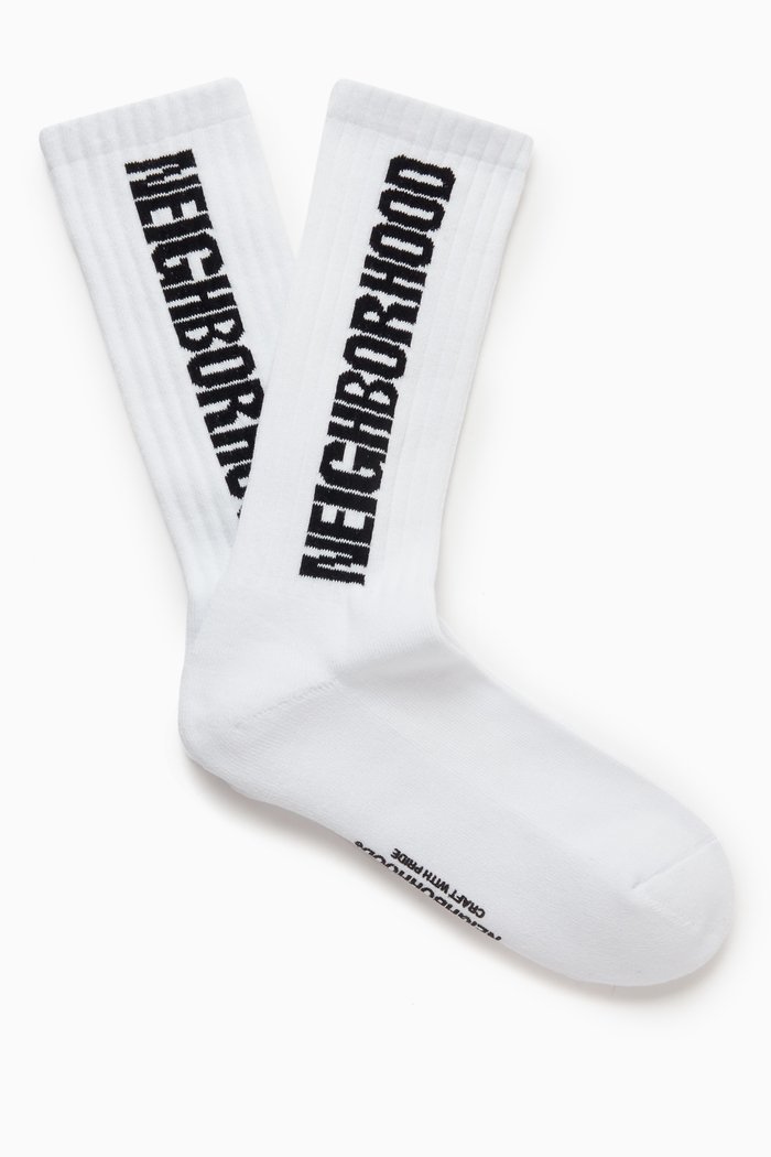 

CI Logo Socks in Cotton Blend, White