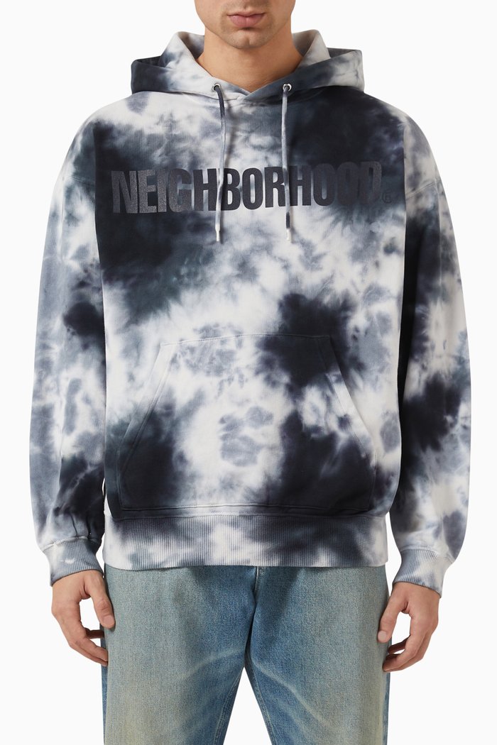 

TIe-Dye Sweat Parka in Cotton Blend, Black
