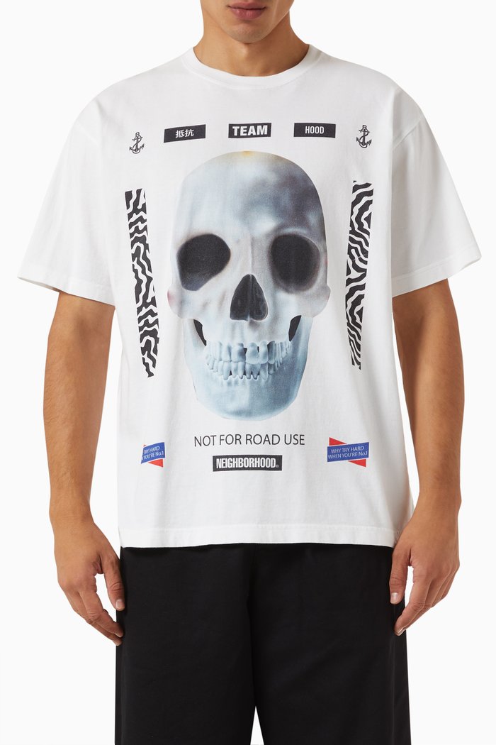 x Death Spray Custom Graphic T-shirt in Cotton Jersey, White