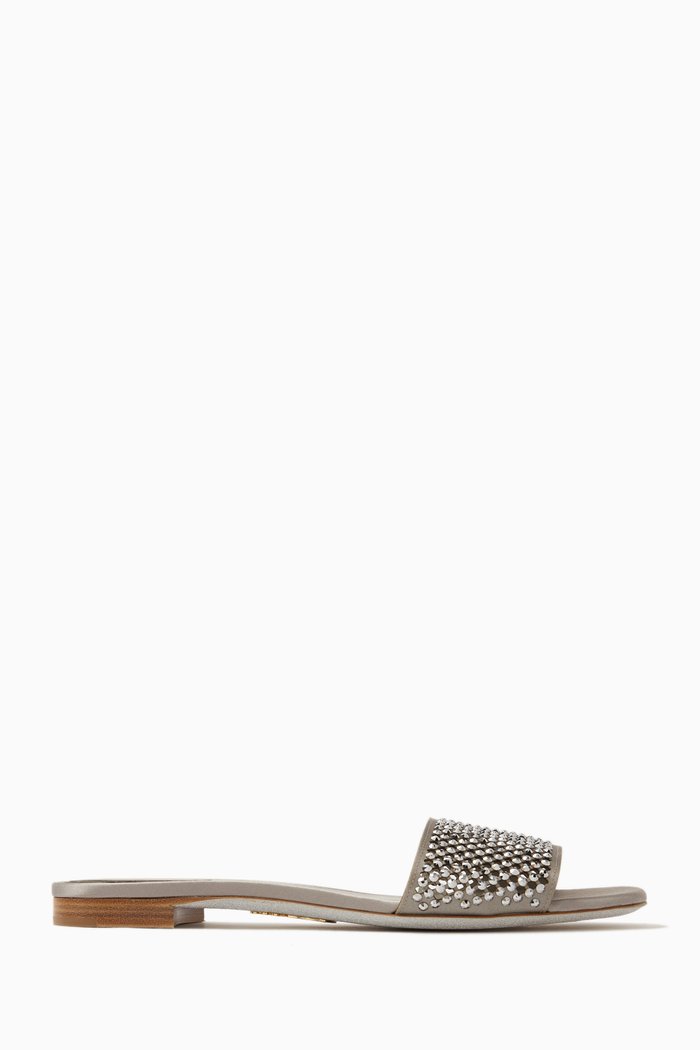 

Crystla-embellished Sandals in Leather, Grey
