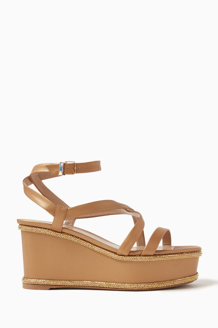 

Sunshine Crystal-embellished Wedge Sandals in Leather, Gold