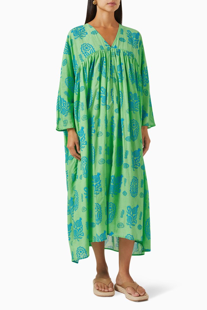 Leo Dress in Cotton Blend, Green