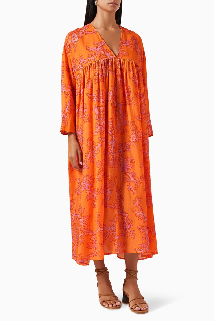 

Leo Dress in Cotton Blend, Orange