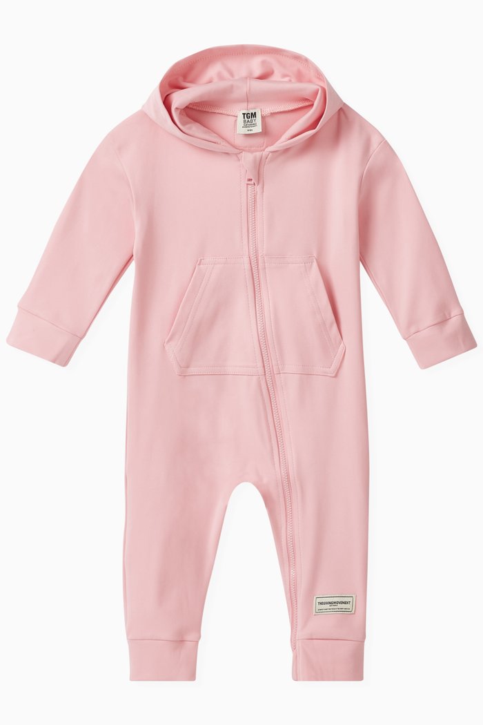 Hooded Romper in Recycled Softskin100©, Pink