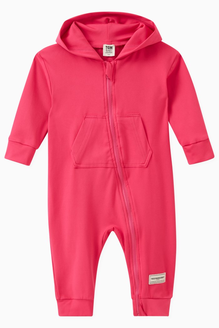 

Hooded Romper in Recycled Softskin100©, Pink