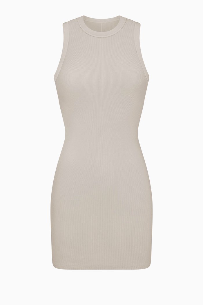 

Tank Mini Dress in Ribbed-cotton, Grey