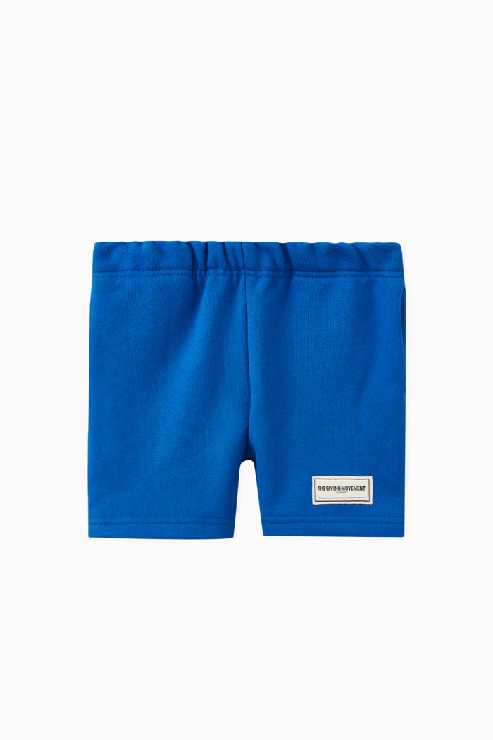 

Logo Lounge Shorts in Organic Cotton-blend, Blue
