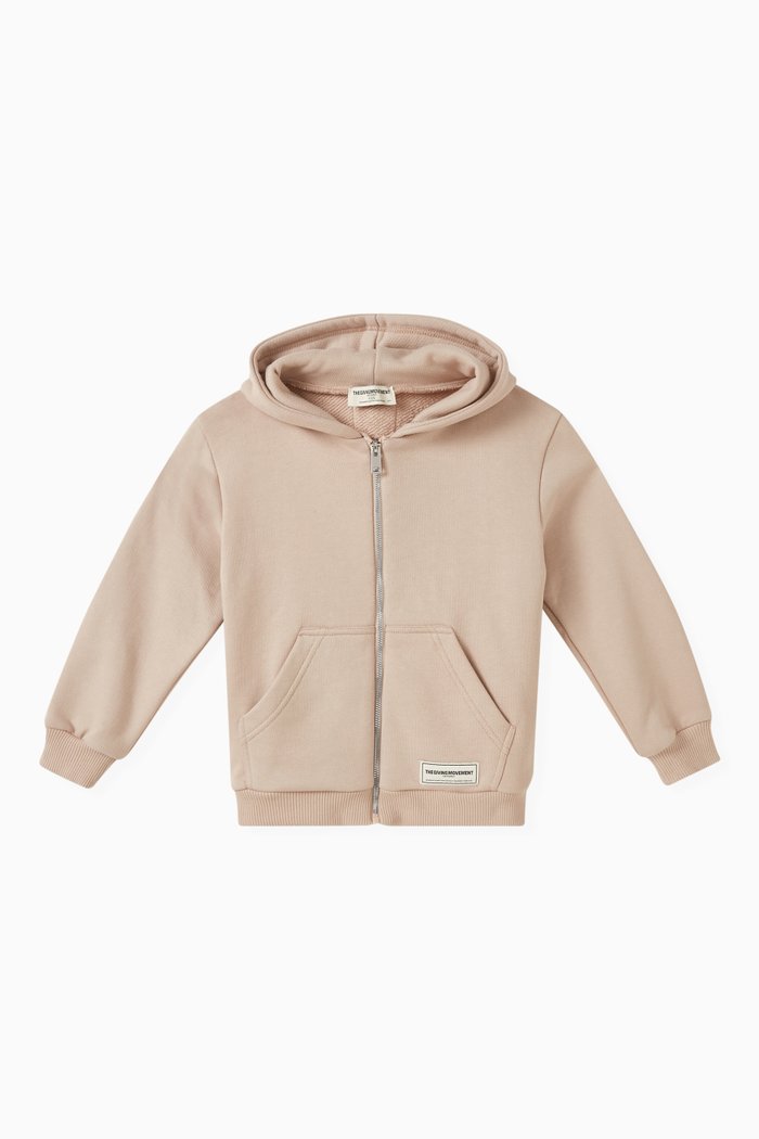 

Logo Zip Hoodie in Organic Cotton-blend, Neutral