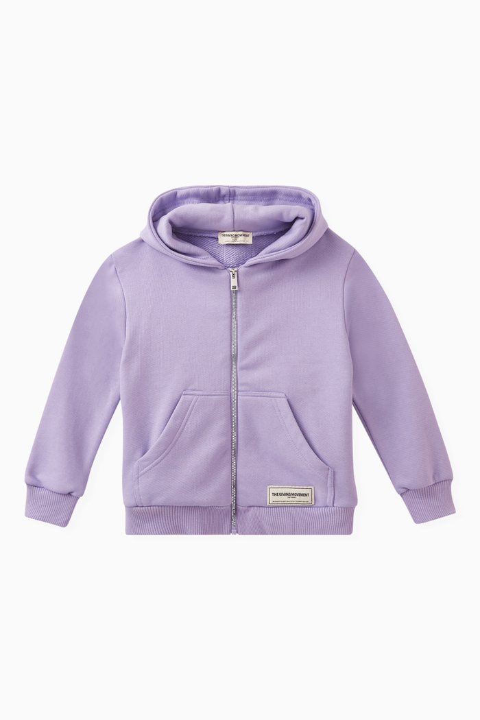 

Logo Zip Hoodie in Organic Cotton-blend, Purple